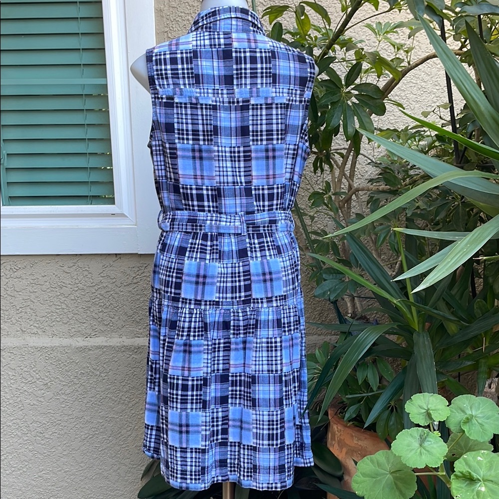 Vintage Multicolored Plaid Tommy Hilfiger Cotton Sleeveless Dress - Picture 8 of 11